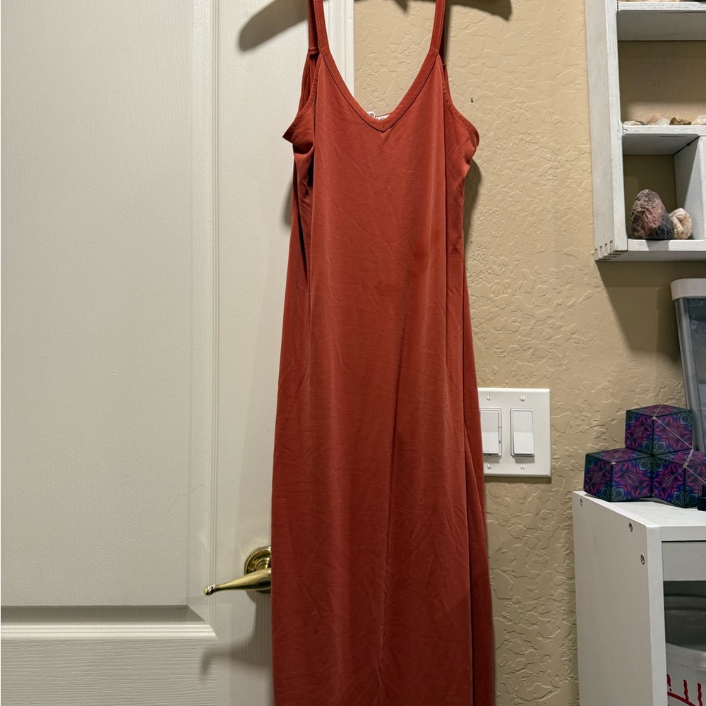 Double Zero Strapless Rust Dress